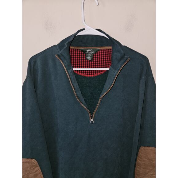 Woolrich Pullover Sweater Men's Medium 1/4 Zip Long Sleeve Elbow Patch Green - Picture 4 of 8